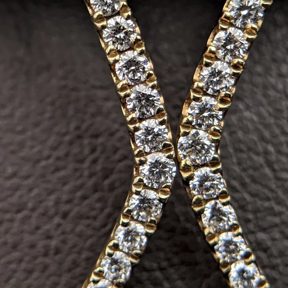 14K Diamond Geometric Hoop Earrings - Picture 3 of 5
